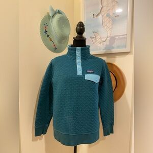 Patagonia Blue Quilted Snap Pullover